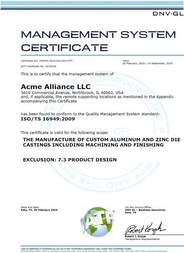 Certificate No: 196054-2016-AQ-USA-IATF